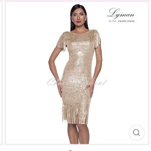 Frank Lyman Design Silver Sequin Midi Dress